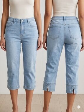 Northern Reflections Light Blue Cropped Capri Jeans Back Detail Size 10
